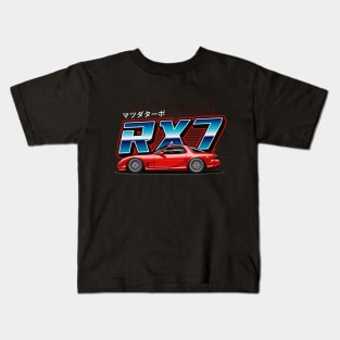 RX7 FD Retro Style (Burning Red) Kids T-Shirt